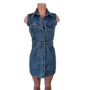 Vintage Gap Blue Jeans Denim Sleeveless Dress US 4 90s Y2K 00s
